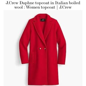 J. Crew Women's Vibrant Red Daphne Top Italian boiled wool Coat size 6 christmas